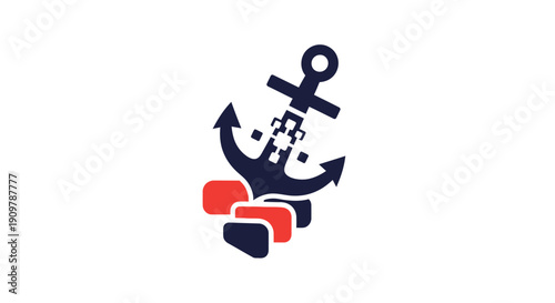 Navy Anchor Logo Design Element Illustration.