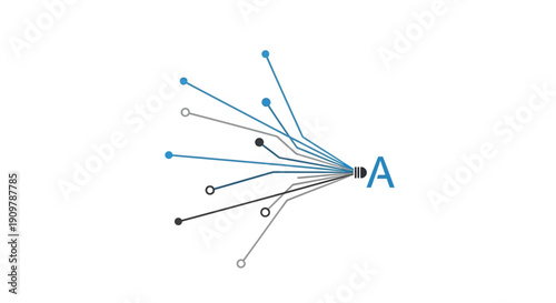 Network connections and letter A symbol.