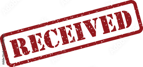 This prominent red grunge effect rubber stamp shows the word RECEIVED clearly against a bright white surface