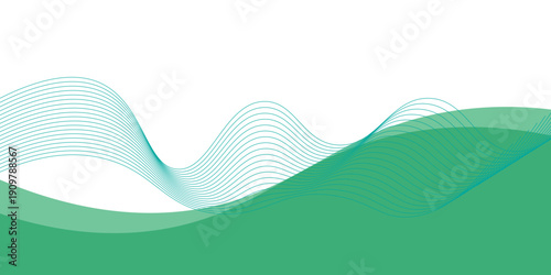 Mint green wave border, divider, footer vector shape