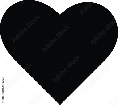 Solid black heart shape on a plain white background symbol simple