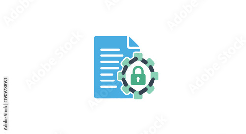 Padlock on document with gear.