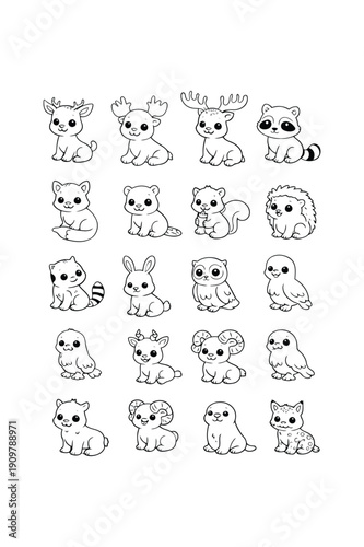 Collection of Cartoon Animals and Creatures in Various Poses and Expressions, Illustration, Digital Art, White Background, ChatGPT Image Feb 4, 2026, 05_27_31 PM-01.eps Reference