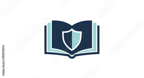 Open Book with Shield Protection Symbol.