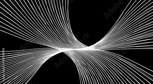 Dynamic white lines intersecting on black background creating modern abstract design