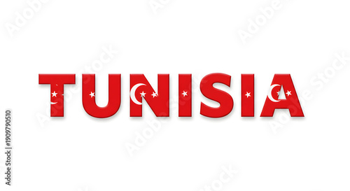 Tunisia National Symbol: Displaying the vibrant emblem of Tunisia, this image showcases the nation's name, rendered in striking typography, to evoke a sense of national pride and identity.
