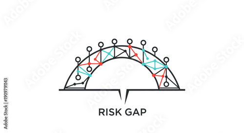 Risk gap concept with geometric shapes.