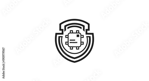 Robot Gear Icon Shield Logo.