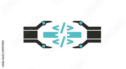 Robot Hands Holding Digital Circuit Board.