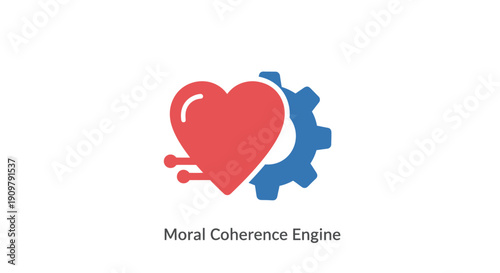 Red heart with blue gear.