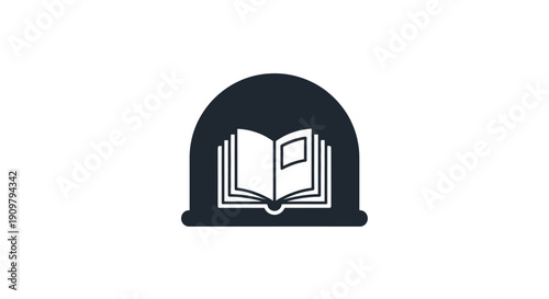 Black and white book icon symbol.