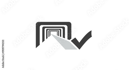 Black and white check mark logo.