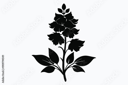 delphinium silhouette line art vector illustration