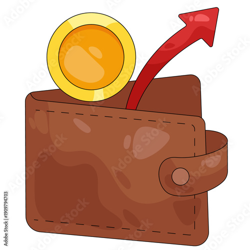 Increasing financial growth with wallet and rising coin