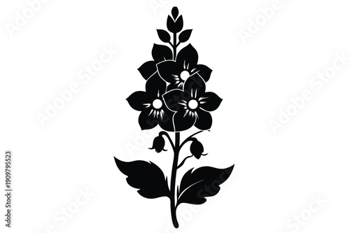 delphinium silhouette line art vector illustration