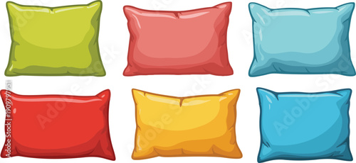 Colorful Throw Pillow Vector Set  Cozy Square Cushion Home Decor Collection