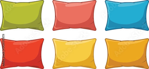 Colorful Throw Pillow Vector Set  Cozy Square Cushion Home Decor Collection