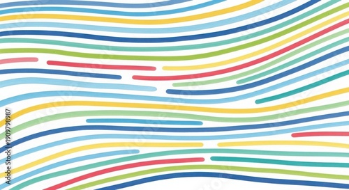 Vibrant multicolored wavy stripes on white background