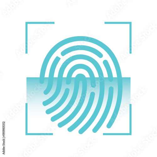 Blue fingerprint scan illustration for security identification and biometric authentication