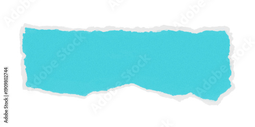 Turquoise Blue Torn Paper Strip with Organic Ripped Edges Isolated on Transparent Background for Scrapbooking, Collage Design, Creative Banners, Frames, and Craft Textures. 