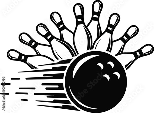 Bowling, strike illustration. Vector 