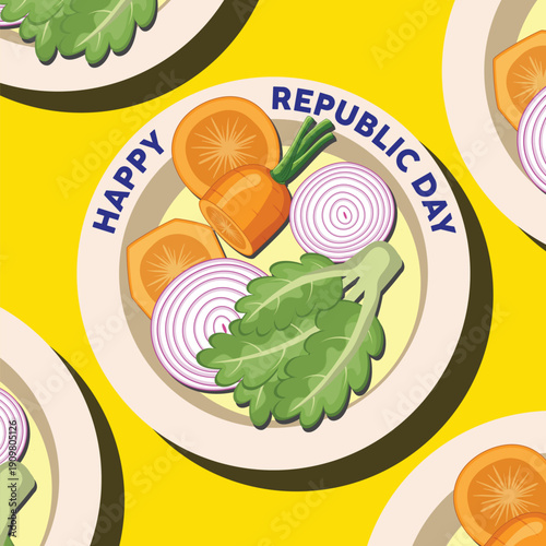 Bold typography complements Happy Republic Day vector designs.