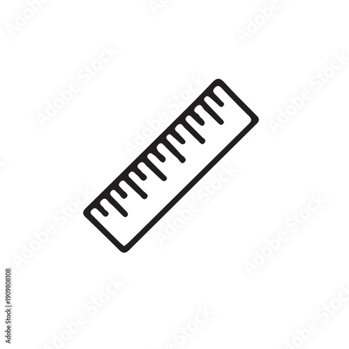 Minimalist Line Drawing of Ruler – Black and White Measuring Tool Icon