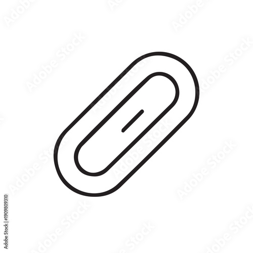 Minimalist Line Drawing of Paperclip Icon Representing Office Supply and Document Attachment