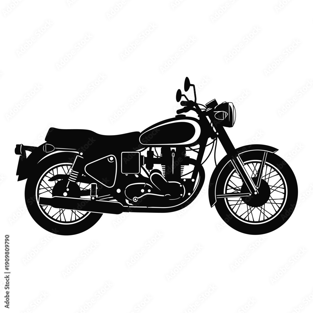 Obraz premium Black silhouette of a classic motorcycle with sleek design