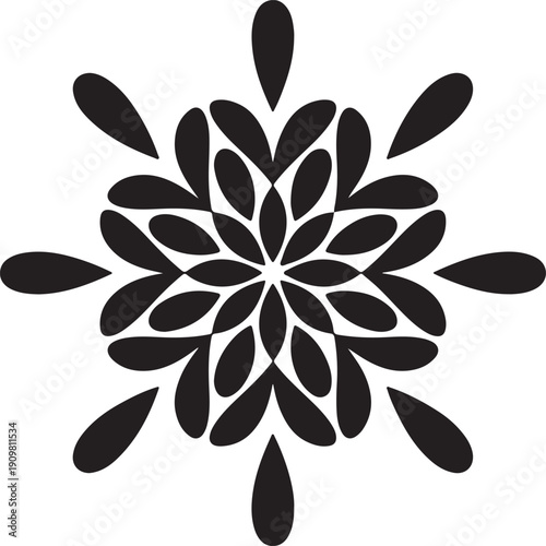 Black floral snowflake mandala symmetrical vector image