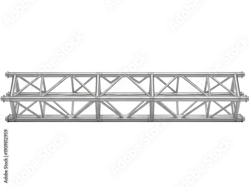A gray metal truss structure on a white background