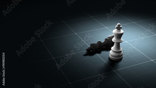 3D Chess King Standing Over Fallen Opponent
