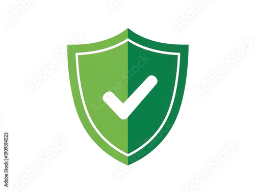 A green shield with a white check mark on a white background