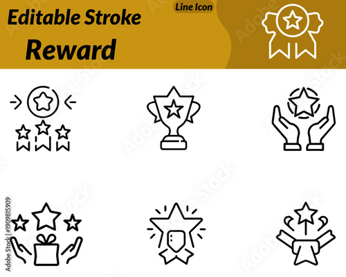A modern reward icon showcasing a trophy medal or gift box with a ribbon. Symbolizing achievement recognition success and appreciation. Designed with clean line smooth curves and balanced proportions.