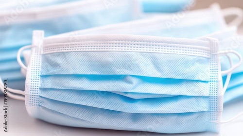 Wallpaper Mural Stacks of folded blue disposable surgical face masks arranged neatly for medical protection and hygiene Torontodigital.ca