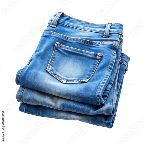 Blue Jeans, Neatly folded stack of classic denim trousers