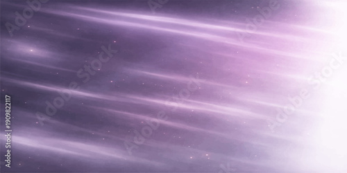 An abstract night sky background features bright stars and purple textures blending into a dark atmosphere of clouds and light