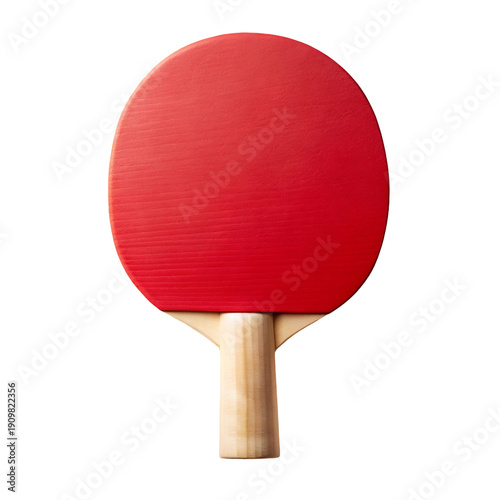 Table tennis paddle, Red ping pong racket with wooden handle for competitive game play