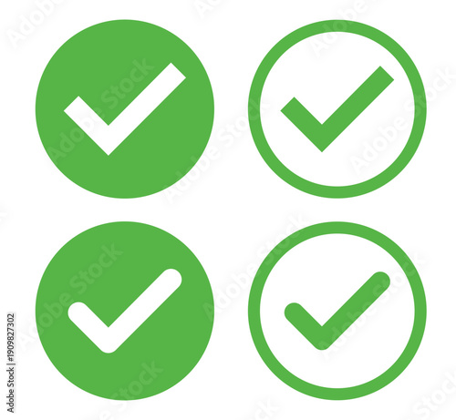 Green Check Mark Confirmation Set Icon