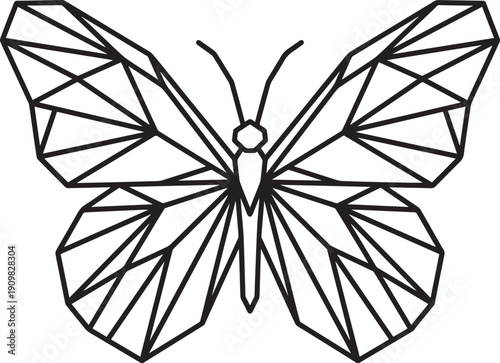 Geometric Butterfly Illustration in Black and White Low Poly Style