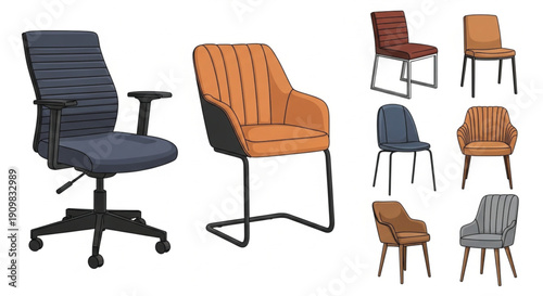 vector of office chairs