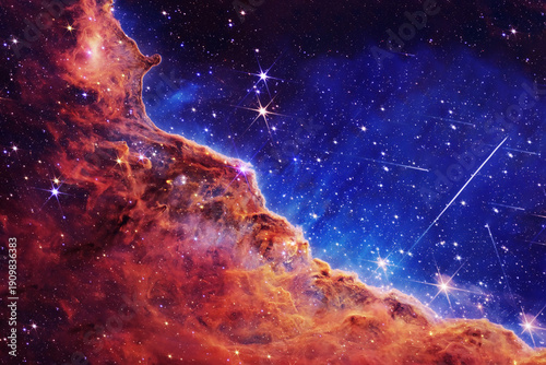 Blue galaxy, beautiful space. Elements of this image furnished by NASA