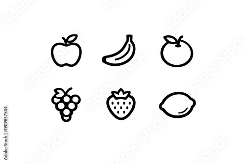 Simple banana grapes labels image vector generation strawberry text background numbers icon