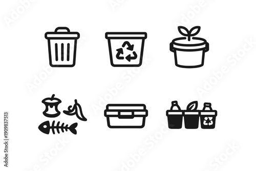 Vector food labels simple generation scalable image numbers container icon no waste