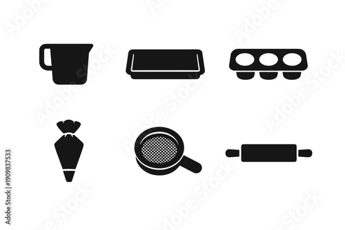 Muffin piping measuring icon generation rolling cup no vector sieve baking simple
