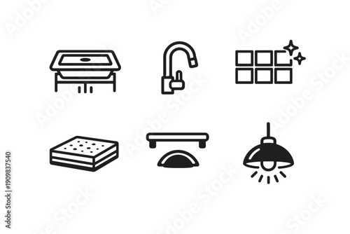 Letters countertop tiles simple background no generation sink cabinet vector image icon