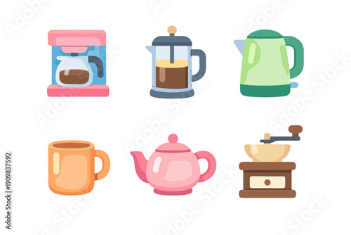 Simple vector coffee kettle white text icon generation scalable no image clean