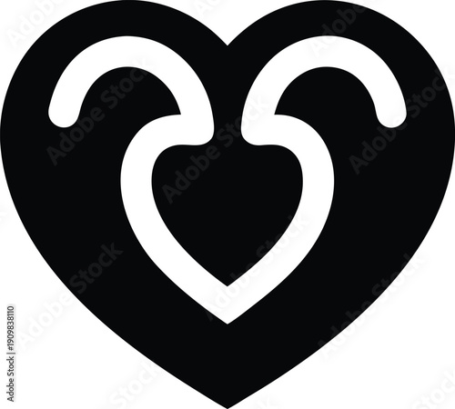 wishlist heart silhouette vector illustration on transparent background