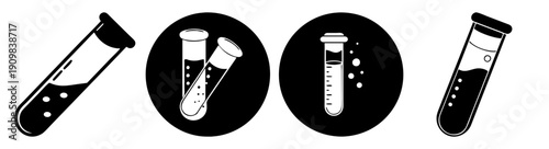Laboratory test tubes with blood samples in medical research and diagnostic analysis isolated on black background