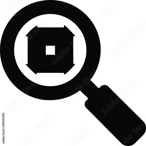 search magnifying glass silhouette vector illustration on transparent background